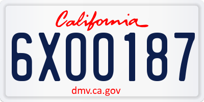 CA license plate 6XOO187