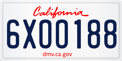 CA license plate 6XOO188