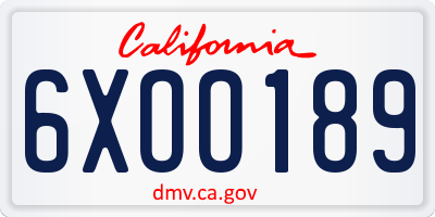 CA license plate 6XOO189