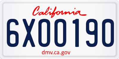 CA license plate 6XOO190