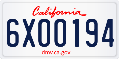 CA license plate 6XOO194
