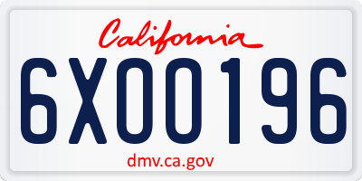 CA license plate 6XOO196