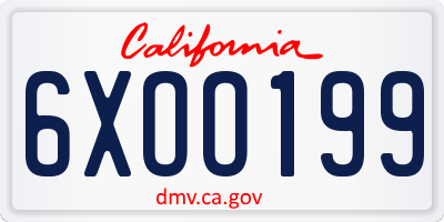 CA license plate 6XOO199