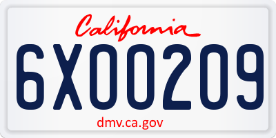 CA license plate 6XOO209