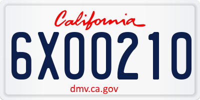 CA license plate 6XOO210
