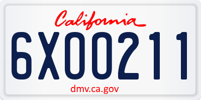 CA license plate 6XOO211
