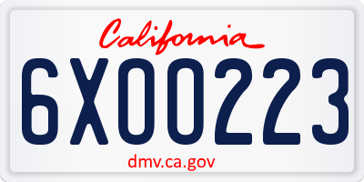 CA license plate 6XOO223