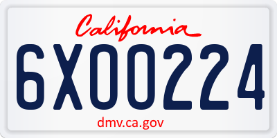 CA license plate 6XOO224