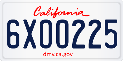 CA license plate 6XOO225