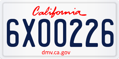 CA license plate 6XOO226