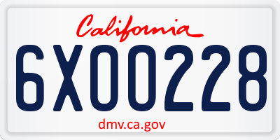 CA license plate 6XOO228