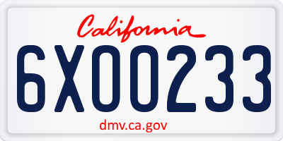 CA license plate 6XOO233