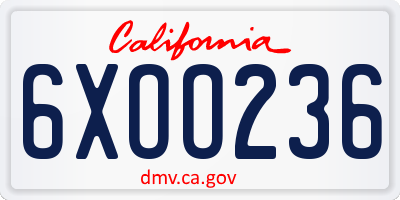 CA license plate 6XOO236