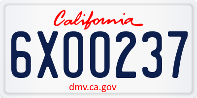 CA license plate 6XOO237