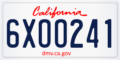 CA license plate 6XOO241