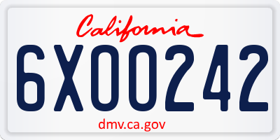 CA license plate 6XOO242