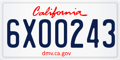CA license plate 6XOO243
