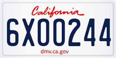 CA license plate 6XOO244