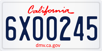 CA license plate 6XOO245