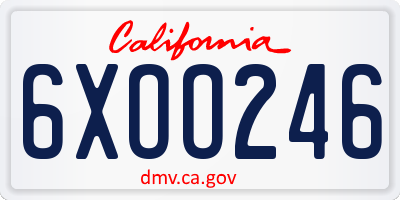 CA license plate 6XOO246