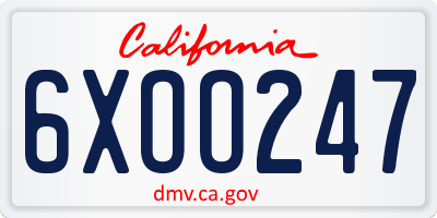 CA license plate 6XOO247