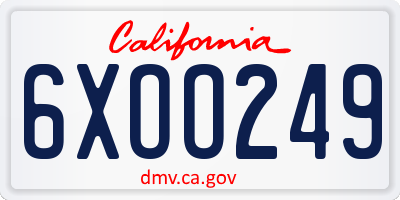 CA license plate 6XOO249