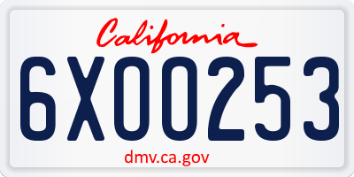 CA license plate 6XOO253