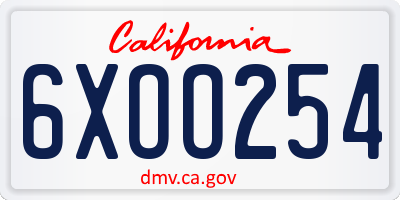 CA license plate 6XOO254