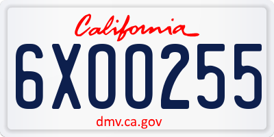 CA license plate 6XOO255