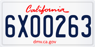 CA license plate 6XOO263