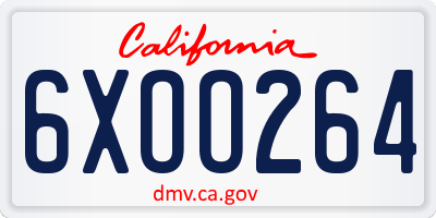 CA license plate 6XOO264