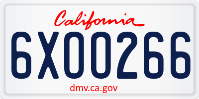 CA license plate 6XOO266