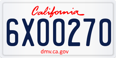 CA license plate 6XOO270