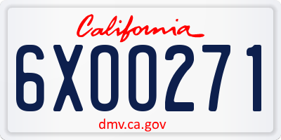 CA license plate 6XOO271