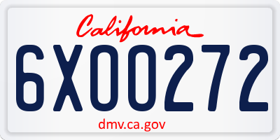 CA license plate 6XOO272