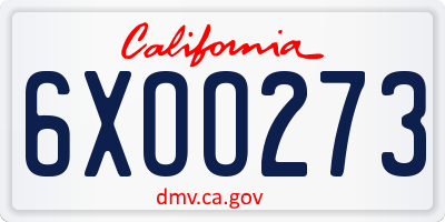 CA license plate 6XOO273