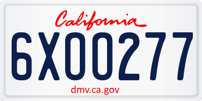 CA license plate 6XOO277