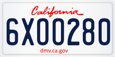 CA license plate 6XOO280