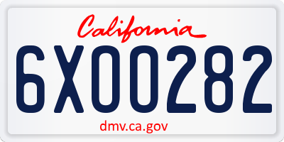 CA license plate 6XOO282