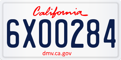 CA license plate 6XOO284