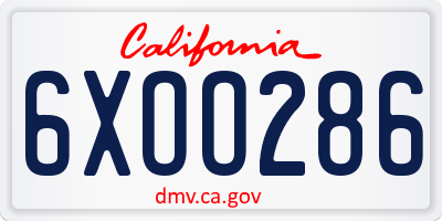 CA license plate 6XOO286