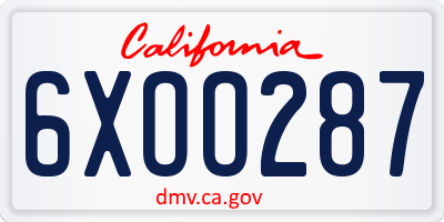 CA license plate 6XOO287