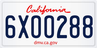 CA license plate 6XOO288