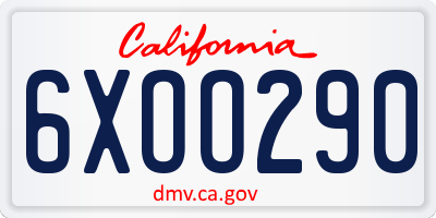 CA license plate 6XOO290