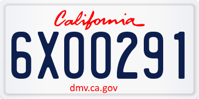 CA license plate 6XOO291