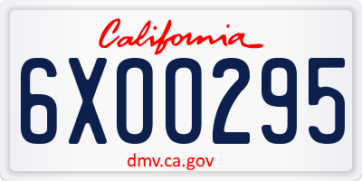 CA license plate 6XOO295