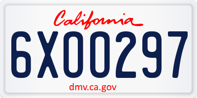 CA license plate 6XOO297