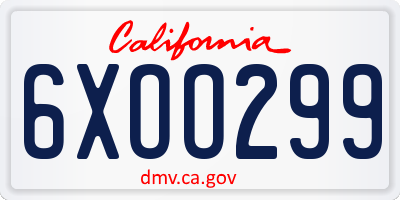 CA license plate 6XOO299