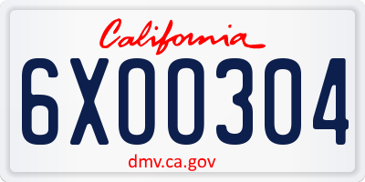 CA license plate 6XOO304