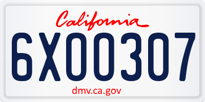 CA license plate 6XOO307